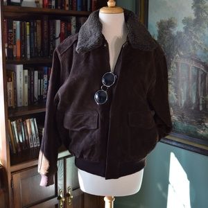 Vintage Genuine Suede & Sherpa Bomber Jacket